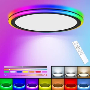 RGB Led Flush Mount Ceiling Light with Remote Control, 13Inch 24W 2400LM 3000... - Picture 1 of 8