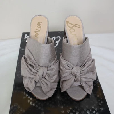 Sandalias Sam Edelman Yumi Gris Seda Arco Tacón Mula Mujer Talla 6.5 Foto 1 de 4