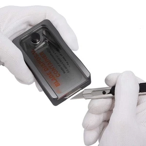 Blade Disposal Container, Grey Aluminum Alloy Magnetic Storage Box with Conve... - Picture 1 of 7