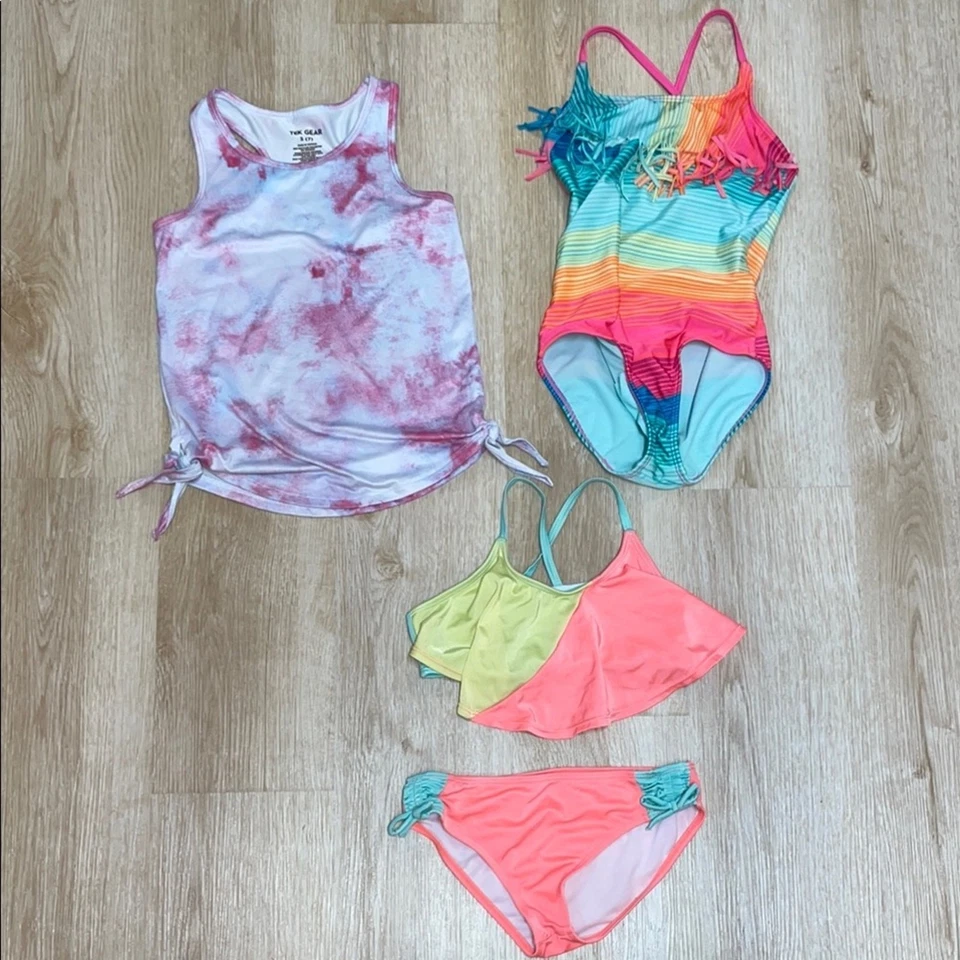 Cat & Jack One Piece, Gymboree Bikini 2 Pc Swimsuits 7/8, Tek Gear Tank Top (7) - Image 1 of 4