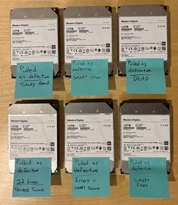 6 x LOT Repair AS IS *HGST WD HUH721212AL4200 HC520 12TB SAS HDD Hard Drives - Afbeelding 1 van 1