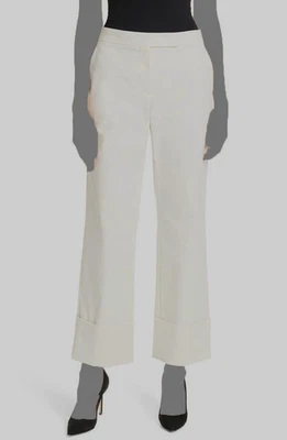Max Mara Women's Ivory Cuffed Flare-Leg Stretch Trousers Pants Size 4 - Image 1 of 3