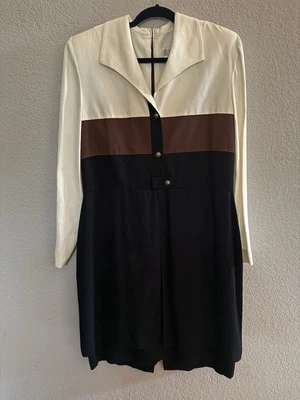 Vestido Vintage Julian Taylor Años 90 Colorblock Manga Larga Talla 14 Foto 1 de 4