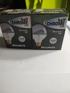 NEW 2pk Bulbrite Half Chrome Mirrored Top 60W G 25 Light Bulb 712336 - Picture 1 of 8