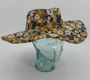 Anthropologie Bucket Sonnenhut Boho Cord Blumendruck Blumen 16" breite Krempe - Bild 1 von 12