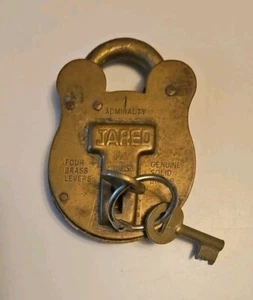 Vintage Brass Lock w/2 Keys Admiralty #1 JARED Old English Jas. Bond & Son - Picture 1 of 7