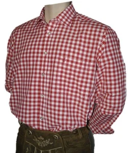 Gr.S 37/38 Trachtenhemd Karo-Hemd Trachten-Pfoadl Karohemd rot kariert - Bild 1 von 5
