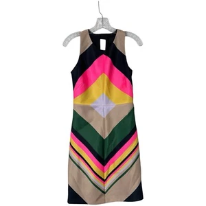 J.CREW Collection Womens Size 2 Dress Pop Stripe Vibrant Colorful Chevron Sheath - Picture 1 of 19