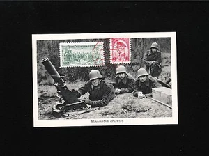 Czechoslovakia Mortar Crew Postcard Red Novy Bydzov Stamps on Front Unaddress 3w - Picture 1 of 3
