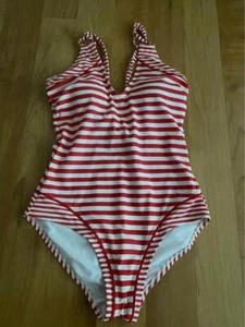 Red Striped One-Piece Swimsuit - Size M - Picture 1 of 6