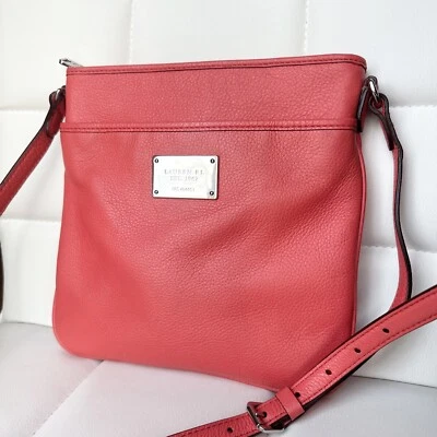 Bolso Bandolera Ralph Lauren Cuero Coral Governors Lodge Plano Delgado Foto 1 de 4