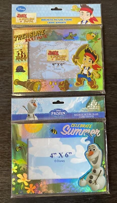Lote de 2 marcos magnéticos de Disney. Frozen & Jake Never Land. 4”x6” NUEVO Foto 1 de 4