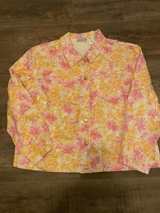 New Draper's & Damon's Stretch Floral Jean Style Jacket Sequence Accents XXL - Picture 1 of 5