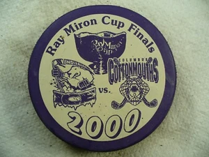 CHL Indianapolis Ice '00 Miron Cup Finals Purple Logo Hockey Puck Collect Pucks - Bild 1 von 2