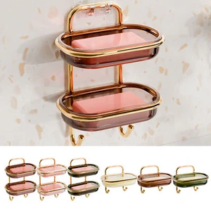 1/2 layer Adhesive Soap Dish Holder Easy Drainage Bar Soap Holder for Shower - Picture 1 of 18