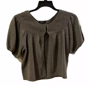 Lord & Taylor Sweater Womens S Cropped Cardigan Gray Cashmere ballet fairy y2k - Picture 1 of 4