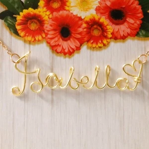 Individuelle Draht Namenskette Gold - Handarbeit Personalisiert Name Schmuck Geschenk für Sie - Bild 1 von 11