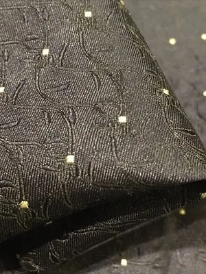 100% Silk jacquard brocade navy blue fabric home decoration 52”wide x37”long - Image 1 of 4