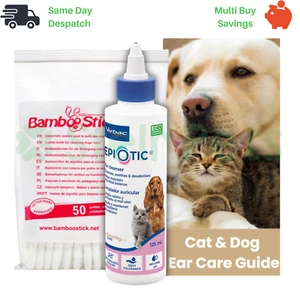 Stelr Pets Epiotic Ear Cleaner Dogs 125ml Bundle BambooStick Cotton Buds & Guide - Picture 1 of 6
