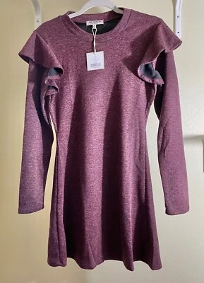 Vestido Free Generation LA Para Mujer M Borgoña Volantes Hombro Talla Mediana Nuevo con Etiquetas Foto 1 de 4