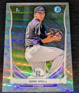 Sam Moll Colorado Rockies 2014 Bowman Chrome RC Silver Wave Refractor #'ed /25 - Picture 1 of 3