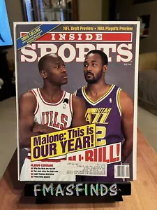 1° anno 1992 MICHAEL JORDAN KARL MALONE Inside Sports Magazine Bulls Jazz - Foto 1 di 1