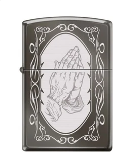 Praying Hands - Engraved Black Ice Zippo Lighter - Picture 1 of 3