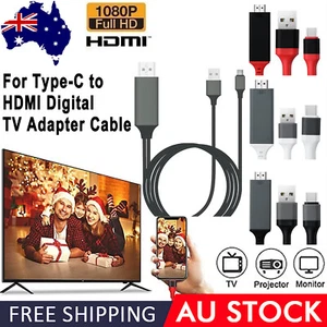 2 in 1 1080P USB Female to HDMI Male HDTV Adapter Cable Cord for iPhone Android - Picture 1 of 13