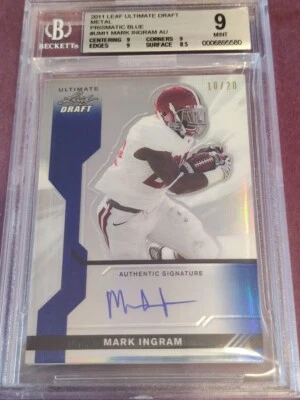 2011 Leaf Ultimate Metal Draft MARK INGRAM /20 Prismatic Blue Autograph RC BGS 9 - Image 1 of 4