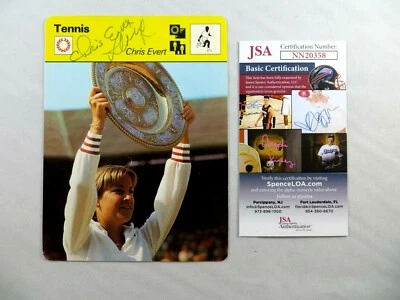 Tarjeta autógrafa firmada por Chris Evert 1977 Sportscaster certificado de autenticidad JSA Foto 1 de 3