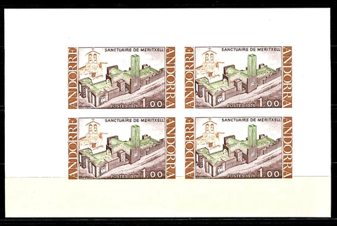 Andorra Not Indented Yvert 257 Our Lady Meritxell 1976 Bloc Of 4 Value 50 Euros Cover