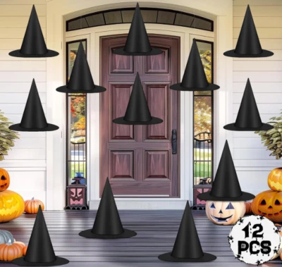 12 PIEZAS Sombreros de Bruja Colgantes Negros Halloween Decoraciones Exterior 328 Pies Cable de Nylon Foto 1 de 4