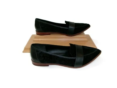 Womens Sole Society Black Velvet/Leather Flat Loafers Shoes Size 9 M - Image 1 of 4