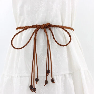 Womens Belt Tassle Thin Braided Style Waist Ladies Rope Dress Woven Self Tie US⇓ - Image 1 of 4