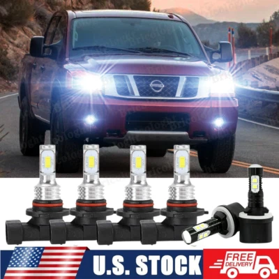 Para For Nissan Titan 2004-2014 2015 faros LED alto/bajo+Kit de luces antiniebla Foto 1 de 4