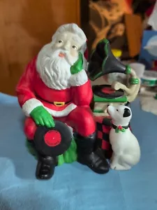 Dept 56 Santa With Nipper RCA Dog Victrola VTG Music Box Plays White Christmas - Picture 1 of 8