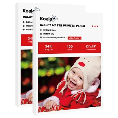 Koala Inkjet Matte Printer Photo Paper 13X19 200 Sheets 128g 34lb 7Mil - Image 1 of 4