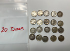 Lot Of 20 Silver Rosevelt Dimes.  From Estate, Unsearched.  1964 Or Earlier.