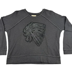 Denim & Supply Ralph Lauren Sweatshirt Womens L Gray Native Skull Embellished - Picture 1 of 11