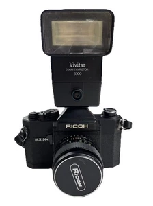 RICOH SLX 500 SLR 35mm Camera Auto Rikenon 50mm W/ Vivatar 3500 Flash TESTED - Picture 1 of 8