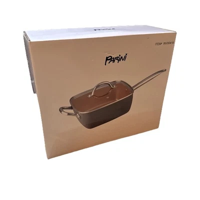 PARINI 6 QT COBRE ANTIADHERENTE SARTÉN CUADRADA CON TAPA NUEVO EN CAJA MODELO INV00419 Foto 1 de 4
