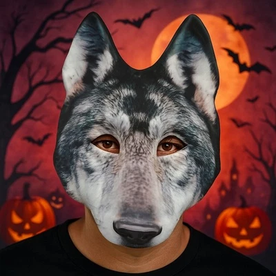 Halloween Werewolf Mask Husky Tiger EVA Mask Wolf Animal Half Face Mask Cosplay - Image 1 of 4