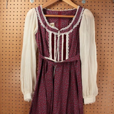 vtg 70s GUNNE SAX Jessica McClintock floral maxi peasant dress sz 9 cottagecore - Image 1 of 4