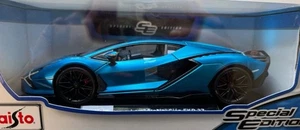 Maisto 1:18 Diecast Lamborghini Sian FKP 37 Blue  - Picture 1 of 11
