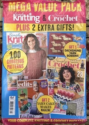Revista Simply Knitting & Simply Crochet Paquete Especial 2 Regalos Paquete 2023 Foto 1 de 2