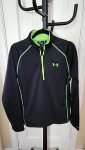 Under Armour Storm Loose Quarter Zip Pullover Jacket Men's Medium Black & Lime - Picture 1 of 11