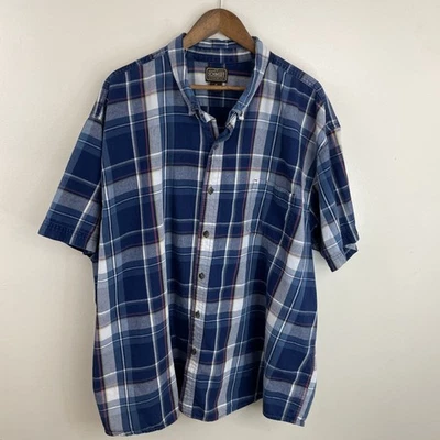 C.E. Schmidt Workwear Shirt Mens 4X Blue Plaid Short Sleeve Button Down Cotton - Image 1 of 4