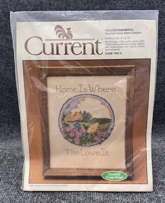 Current Counted Cross Stich Sampler 8x10 Home is Where 7091-5 Flowers - Image 1 of 4