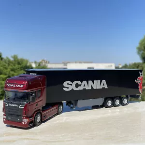 1:50 Red Diecast Metal Truck Scania 730 Tractor Container Semi-Trailer Car Model - Picture 1 of 3