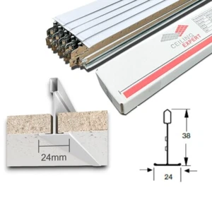10x T-shirt Sezione Croce Bianca, 600 mm x 24 mm, Sistema Griglia Soffitto Sospesa T600 - Foto 1 di 6